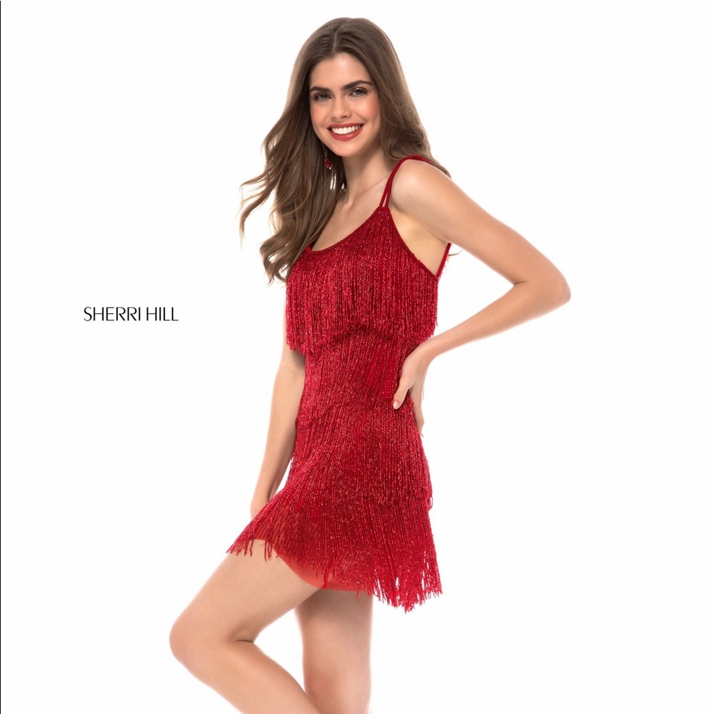 Sherri hill beaded red dress size 6